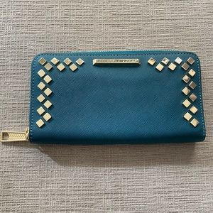 New Rebecca Minkoff Hunter Green Zip Around Wallet